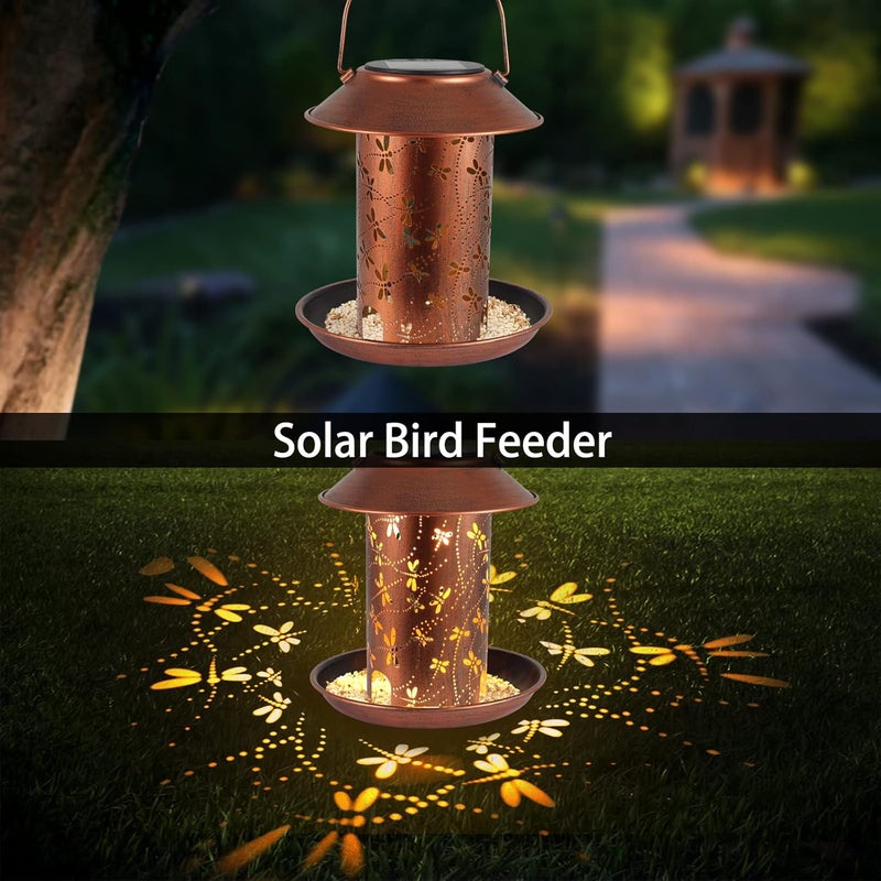 Tepaken Bird Feeders for Outdoors Dragonfly Solar Lanterns Outdoor Waterproof Garden Decor Gifts for Women Mom Grandma Metal Solar Decoration Outside LED Lanterns for Yard, Patio, Lawn, Pathway(2 Pack) - Image 2